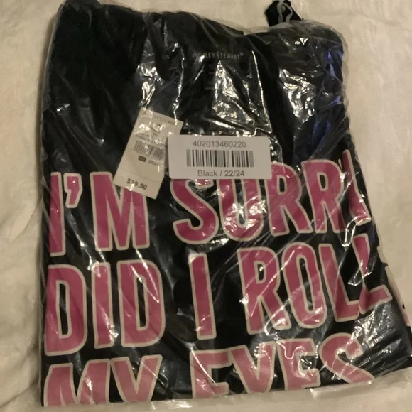 Eye Roll Graphic Tee 3X-5X with Ruffled Cutout Chiffon Sleeves (5A07.13) - Picture 5 of 6